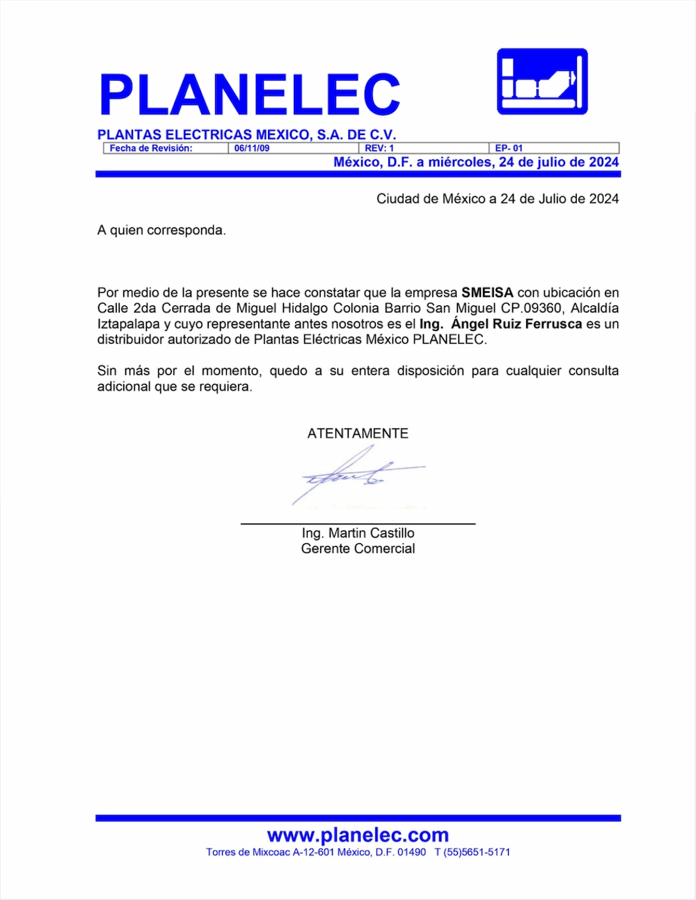 Certificado PLANELEC